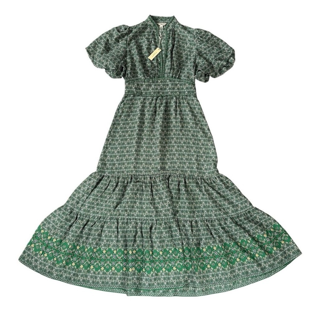 NWT XS Beautiful Spring Max Studio Green Geometric Maxi Dress